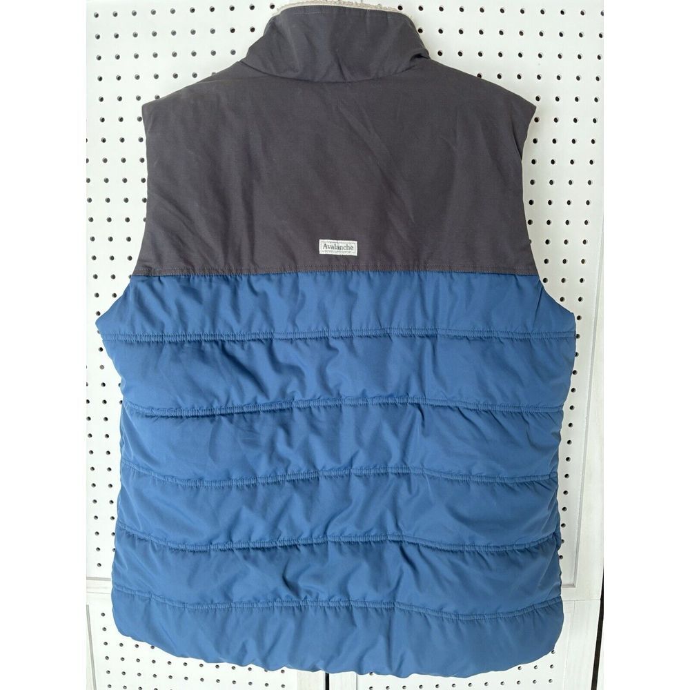 Men's Large L Avalanche Moss Canvas Vest Jacket Sherpa Lined Blue / Gray - Picture 7 of 8